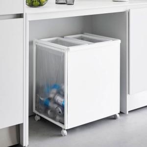 山崎実業 目隠し分別ダストワゴン タワー tower 45L 2分別 ホワイト 1824