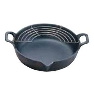 岩鋳（IWACHU） 天ぷら鍋 南部鉄器 平底27cm (天ぷら網付き) 日本製 IH