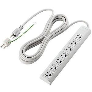 延長コード 電源タップ 5m 3P 7個口 3P→2P変換アダプタ付 マグネット付 EU RoHS指...