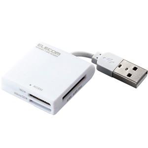 ポスト投函 エレコム ELECOM メモリリーダライタ ケーブル固定 SD+MS対応 ホワイト MR...