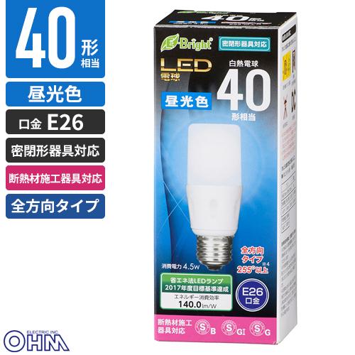 オーム電機 LED電球 T形 E26 40形相当 昼光色 LDT5D-G IS21