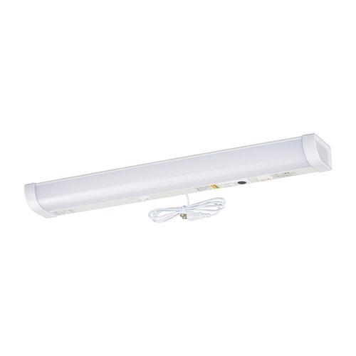 オーム電機 LED流し元灯 20形 昼光色 センサースイッチ式 工事不要 コンセント付