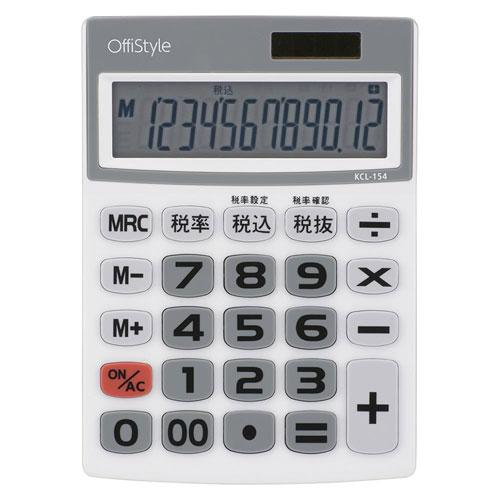 オーム電機 税率電卓 大画面 12桁 KCL-154