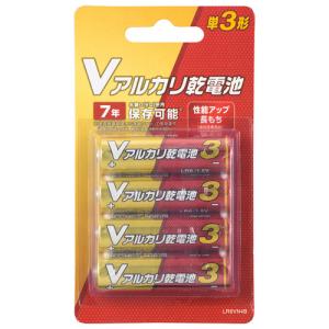 オーム電機 Vアルカリ乾電池 単3形 4本パック LR6VN4B