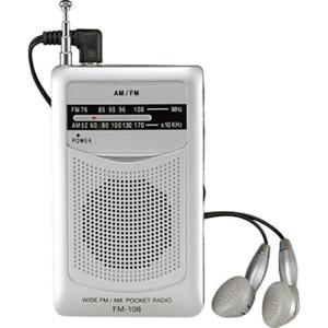 ワイドFM機能搭載 AM・FMポケットラジオ スピーカー付 FM-108 ラジオ 携帯用 ラジオの商品画像