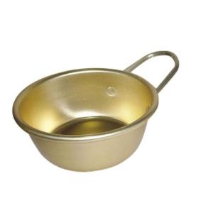 前川金属 アルマイト マッコリカップ 手付 13cm ゴールド 手付きボウル アルミ製 取っ手付き アルミ カップ 軽い 調理器具 キッチンツール 軽量カップ 直火可