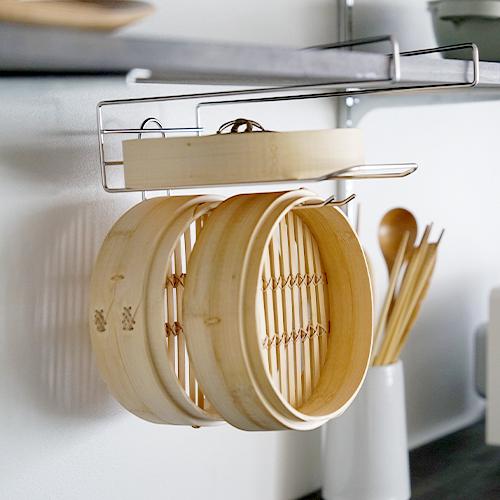 ヨシカワ せいろも干せる吊り戸棚用引っ掛けラック ステンレス 日本製 セイロ 干す 乾かす お手入れ...