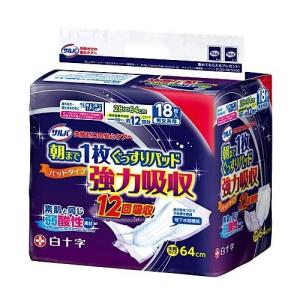 大人用白十字サルバ尿とりパッド強力12回吸収18枚×【12袋セット】 サルバ （ケース販売）サルバ あて楽尿とりパッド 朝まで1枚強力吸収