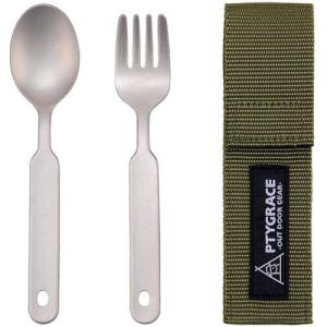 片力商事 チタン スプーン＆フォークセット 収納ケース付 PY-6305