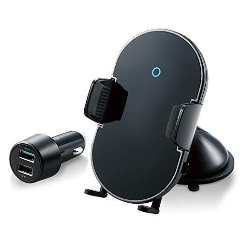 ELECOM エレコム センサー付きQi充電式車載ホルダー コンパクト ワイヤレス充電器 W-QC0...