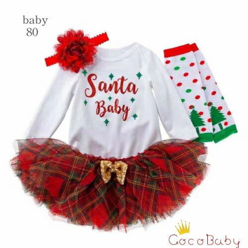 ベビー クリスマス 衣装 女の子 ロンパース 服 サンタ コスチューム コスプレ 80 スカート