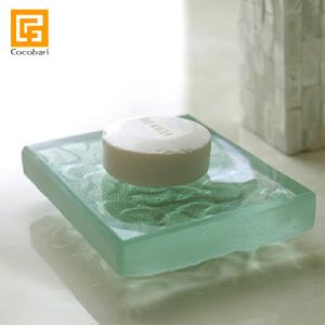 ソープディッシュ Glass block(フランジパニ)   バリ アクセサリートレイ ガラス おしゃれ プルメリア ハワイ ハワイアン雑貨 デザイン