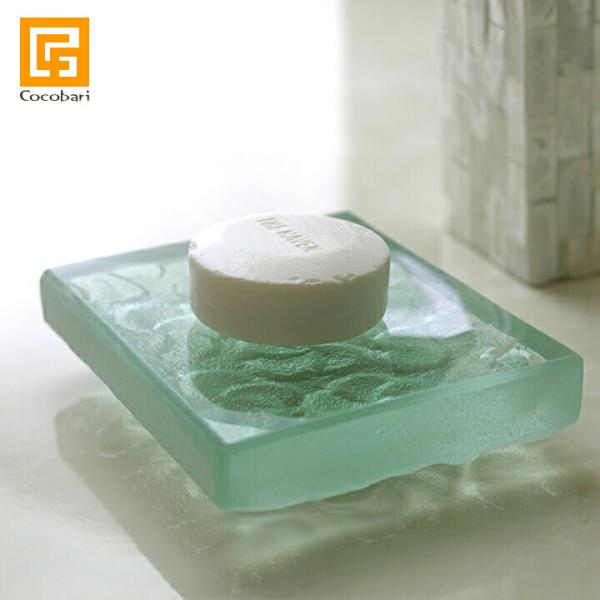 ソープディッシュ Glass block(フランジパニ)   バリ アクセサリートレイ ガラス おし...