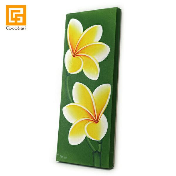 バリ絵画 プルメリア2(50×20cm)  バリ雑貨 アート ハワイアン インテリア 玄関 おしゃれ...