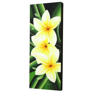 絵画 100×80cm プルメリア ピンク ハイクオリティ バリ島 アート