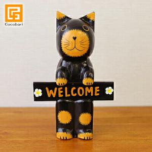 バリネコM(WELCOME/THANK YOU)   アジアン雑貨 バリ猫 インドネシア バリ雑貨 ...