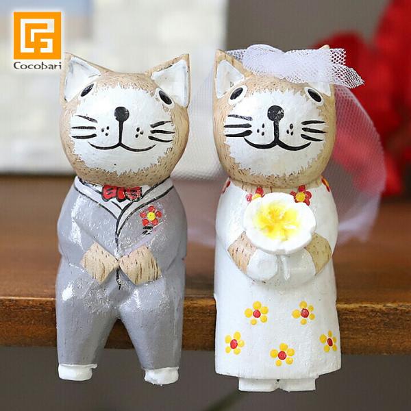 バリネコS（ウェディング）ナチュラル  アジアン雑貨 バリ 猫 置物 グッズ プレゼント 結婚式 受...