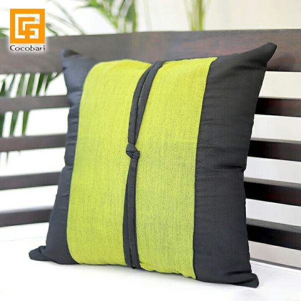 クッションカバー アジアン(緑×黒) 40×40cm   バリ雑貨 和室 アジアンテイスト バリ風 ...