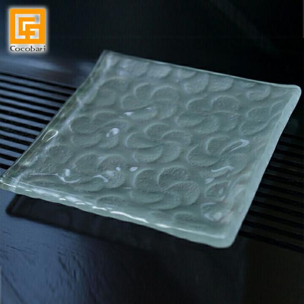 キャンドルプレート(フランジパニ)スクエア   バリガラス プルメリア バリ雑貨 バリ風 インテリア