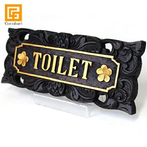 サインプレート(TOILET)   トイレ サイン プレート 木製 アンティーク 室内 サインボード バリ風 バリ雑貨