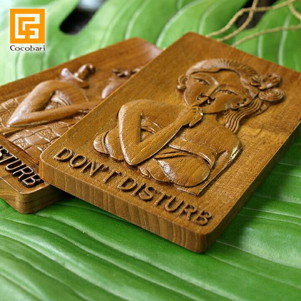 木製 ドアプレート DON’T　DISTURB   ドアサイン ルームプレート ホテル 静かに バリ...