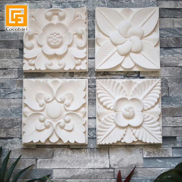 ストーンレリーフM (20cm×20cm)  バリ風 エクステリア タイル 壁 ストーンレリーフ 石...