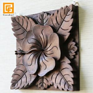 木彫りのレリーフ(ハイビスカス)   アジアン雑貨 バリ インテリア おしゃれ ウッド ハワイアン ...