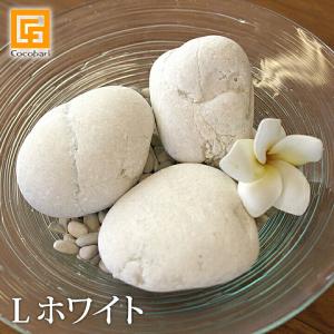 ナチュラルストーン(L)ホワイト(3個)化粧石 飾り石 観葉植物 マルチング 大きい 大きめ 装飾用 白い石 白色 ストーンペインティング バリ雑貨 ココバリ