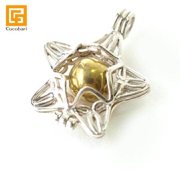 ガムランボール UNIQUE STAR(星) シルバークロス付き   バリ島 ネックレス キーホルダ...