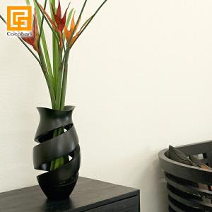 Flower Vase Classy  ダークブラウン おしゃれ 木製 花瓶 フラワーベース 高級感 シンプル デザイン ナチュラルモダン モダン 和室 バリ雑貨
