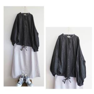 Sloe スロウ 綿麻 デニム ギャザースリー...の詳細画像2