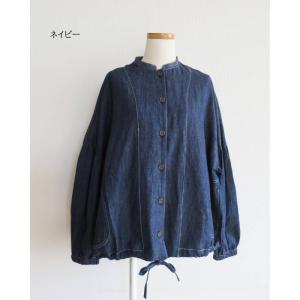 Sloe スロウ 綿麻 デニム ギャザースリー...の詳細画像3