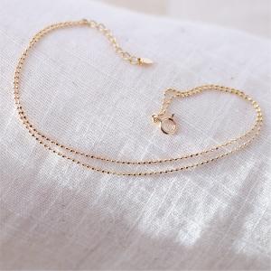 cococaru ダイヤモンド ブレスレット 2連 小豆チェーン k18 イエロー