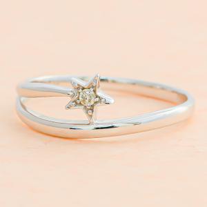 ダイヤモンド リング 月モチーフ 一粒ダイヤ 0.01ct 指輪 ゴールド k10