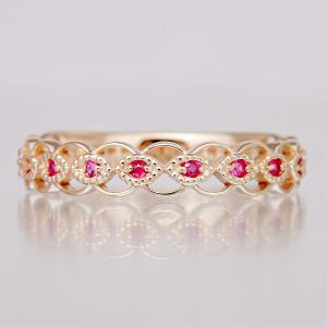 天然 ルビー ＆ホワイトサファイア&ダイヤ アンティーク調 リング K18