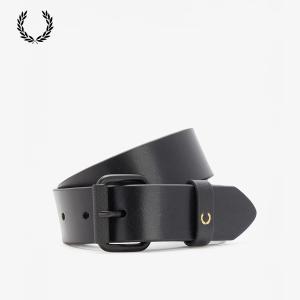 【新品極上品】FRED PERRY　本革　高級艶黒ドレスベルト　スペイン製正規品 FRED PERRY - 【新品極上品】FRED PERRY 本革 高級艶黒ドレスベルト