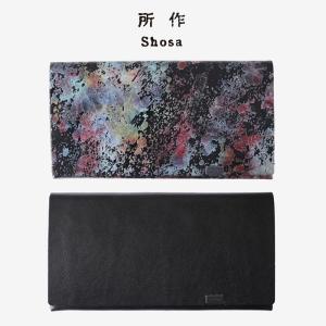 所作（shosa） 長財布 刺繍模様 本革 花柄 レザー 日本製 メンズ