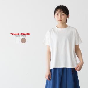 ヴァンソンエミレイユ コンビ ドッキング Tシャツ VM221ST12242 レディース ギャザー ブラウス クロネコゆうパケット可 ワンポイント｜cocochiya