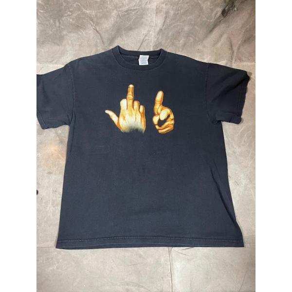 90s ヴィンテージTEE VINTAGE 指差し　FUCK YOU HAND SIGN DELTA...