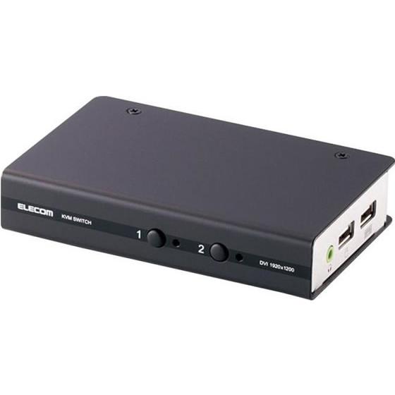 【お取り寄せ】エレコム DVI対応パソコン自動切替器 BOX型 2ポート KVM-DVHDU2 切替...