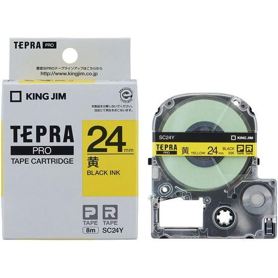 キングジム PRO用テープ パステル 24mm 黄 黒文字 SC24Y 黄 イエロー テプラＰＲＯテ...