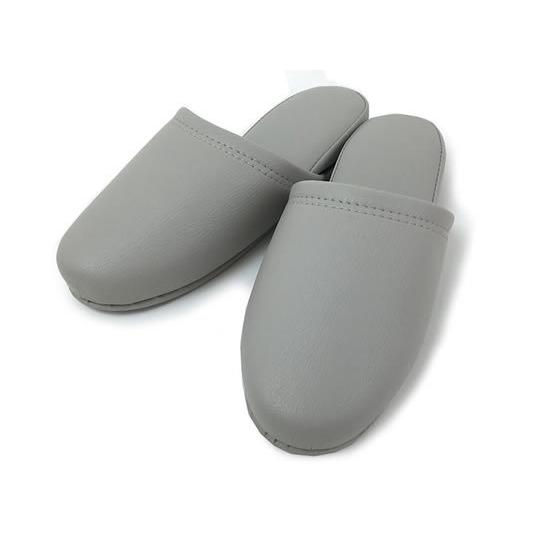 エフィル 抗菌レザー調スリッパ ホワイトグレー 36049 抗菌レザー調スリッパ