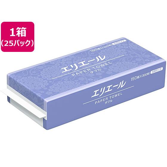大王製紙 エリエール ペーパータオルダブル 150組×25パック 大判 業務用 まとめ買い 大容量 ...