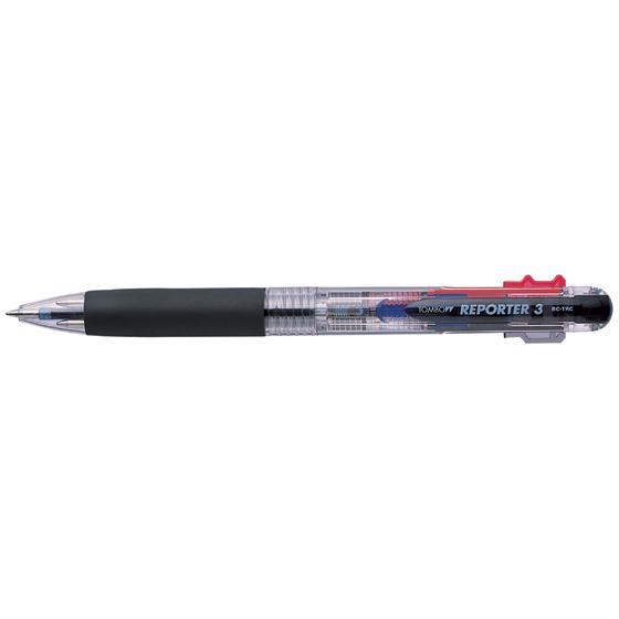 トンボ鉛筆 3色ボールペン リポーター3 軸色クリア BC-TRC20 ３色 油性ボールペン 多色 ...