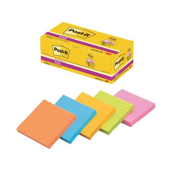 3M ポストイット 強粘着エコノパックラインノート5色10冊 6301SS-NE 大 ノートタイプ ...