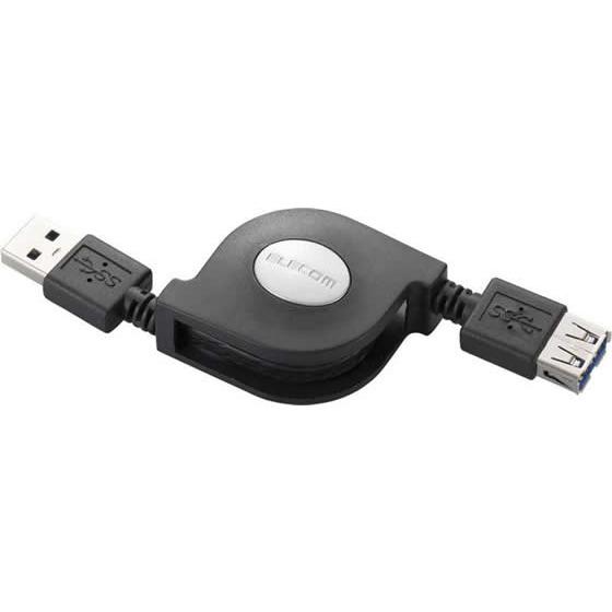 【お取り寄せ】エレコム 巻取式USB3.0延長ケーブル A-Aタイプ 0.7m ブラック ＵＳＢケー...