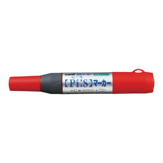 【お取り寄せ】三菱鉛筆 ピースマーカー細字丸芯+太字角芯 赤 PA152TR.15 赤 油性ペン