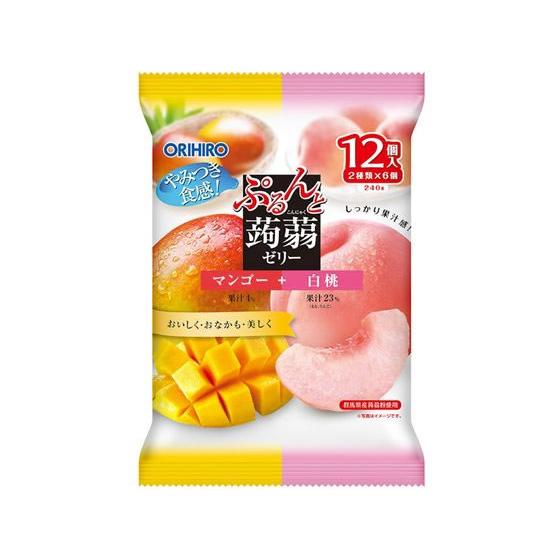 オリヒロ ぷるんと蒟蒻ゼリーパウチ マンゴー+白桃 12個 ゼリー デザート菓子 お菓子