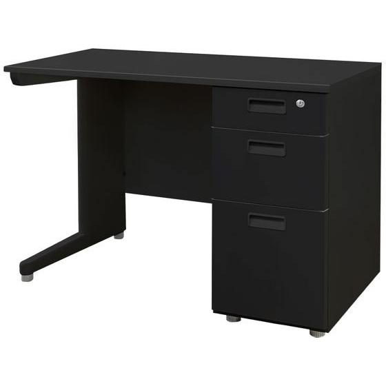 【メーカー直送】Netforce ナッツ 片袖机 スリム 3段 W1000 BK×BK×BK無地【代...