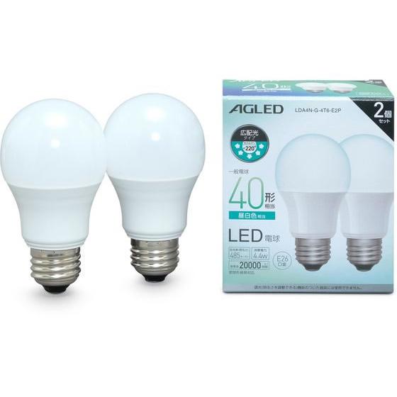 【お取り寄せ】アイリスオーヤマ LED電球 E26 広配光 40形 昼白色 2個2万時間 40Ｗ形相...